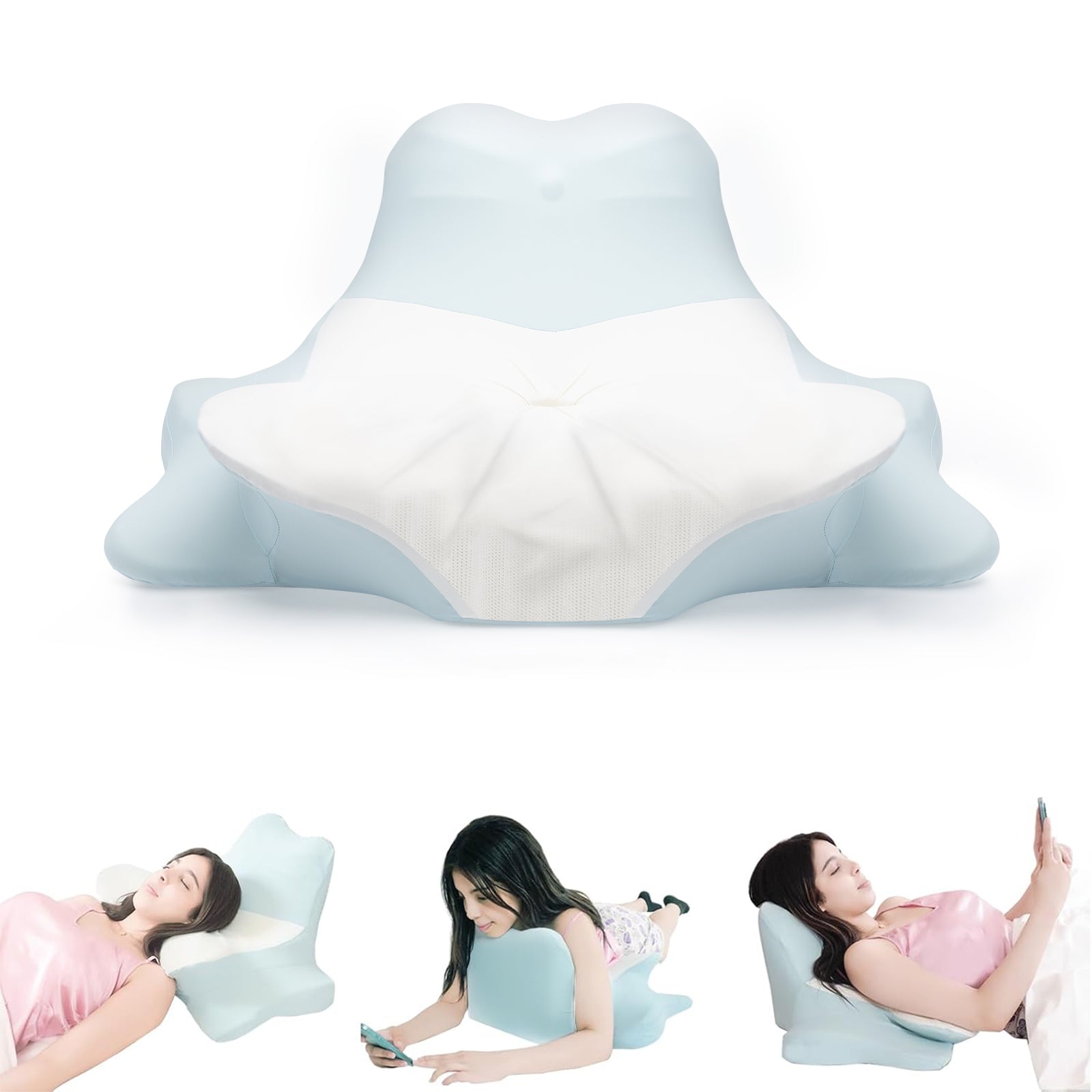Ergonomic Contour Pillow for Neck Support - Dual Layer Memory Foam for Sleeping
