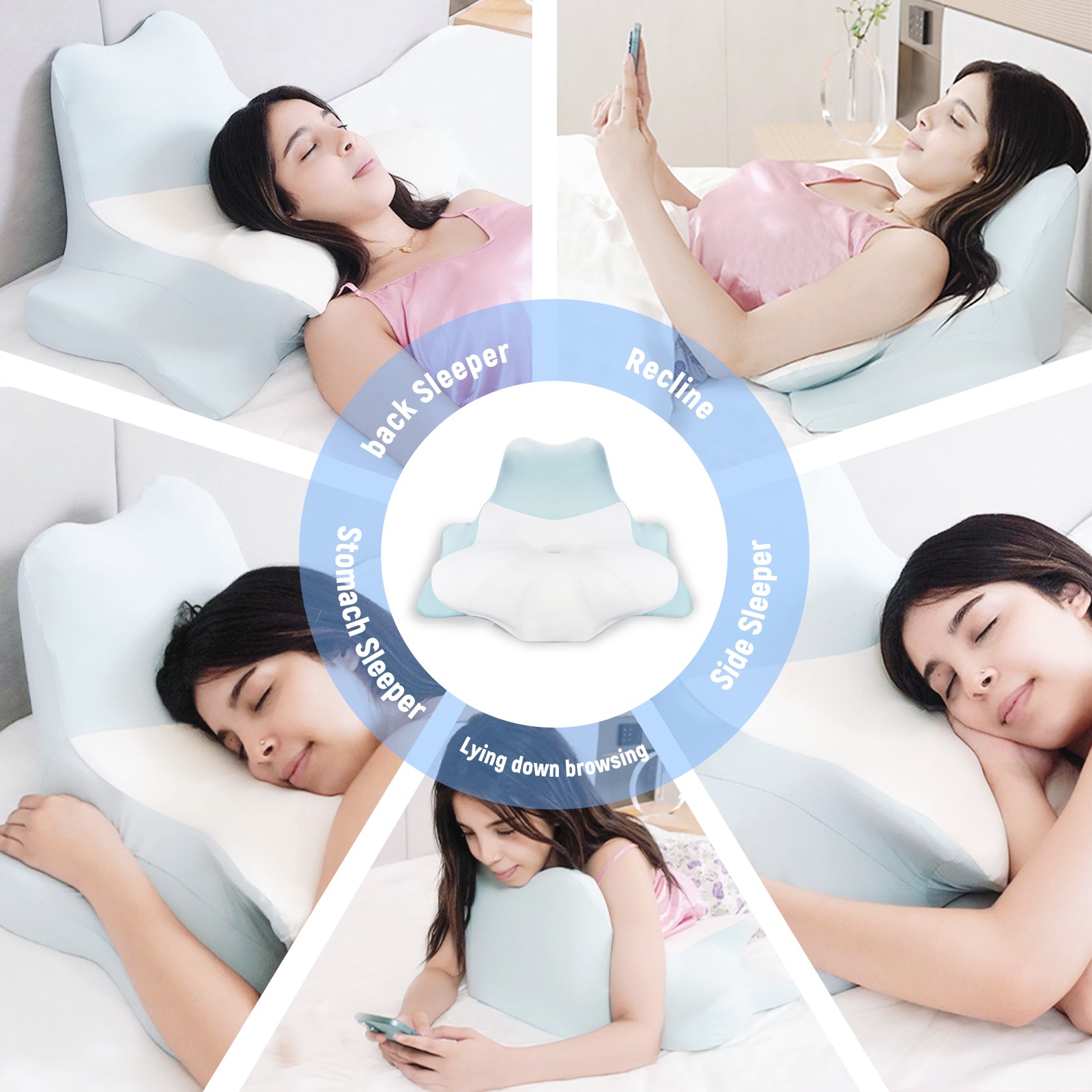 Ergonomic Contour Pillow for Neck Support - Dual Layer Memory Foam for Sleeping