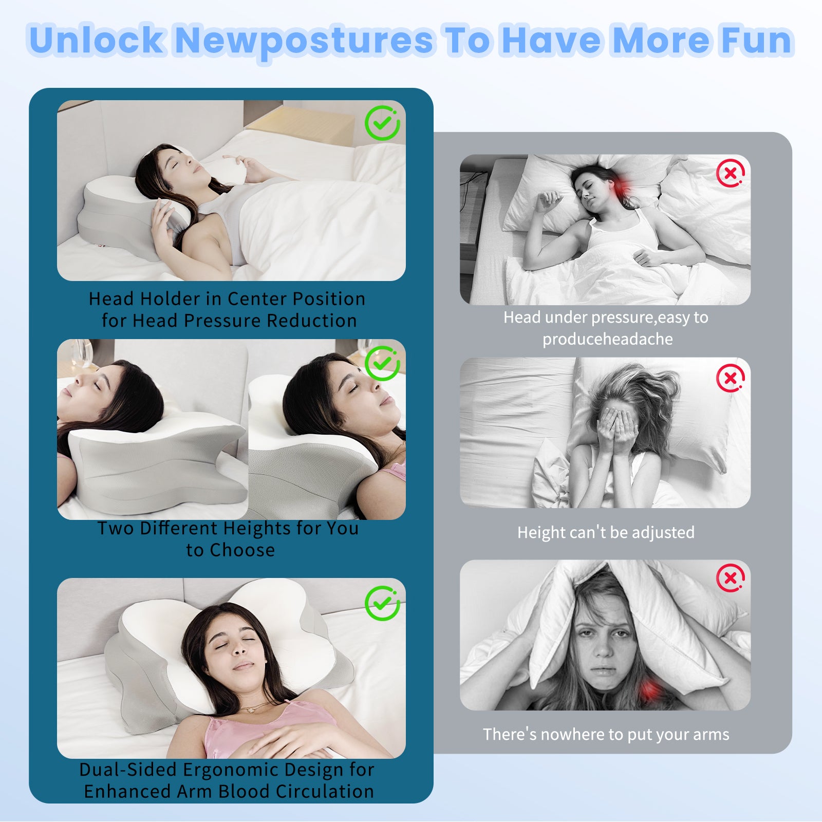 Cervical Pillow for Neck and Shoulder Pain Relief Sleeping