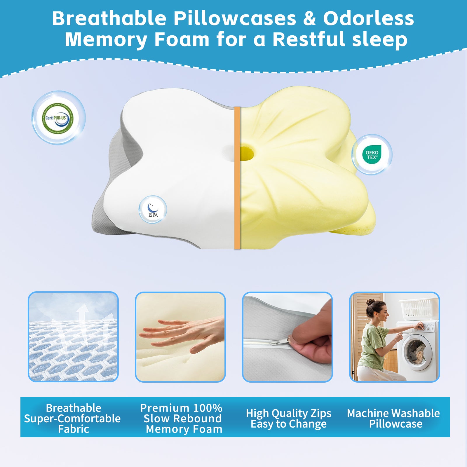 Cervical Pillow for Neck and Shoulder Pain Relief Sleeping
