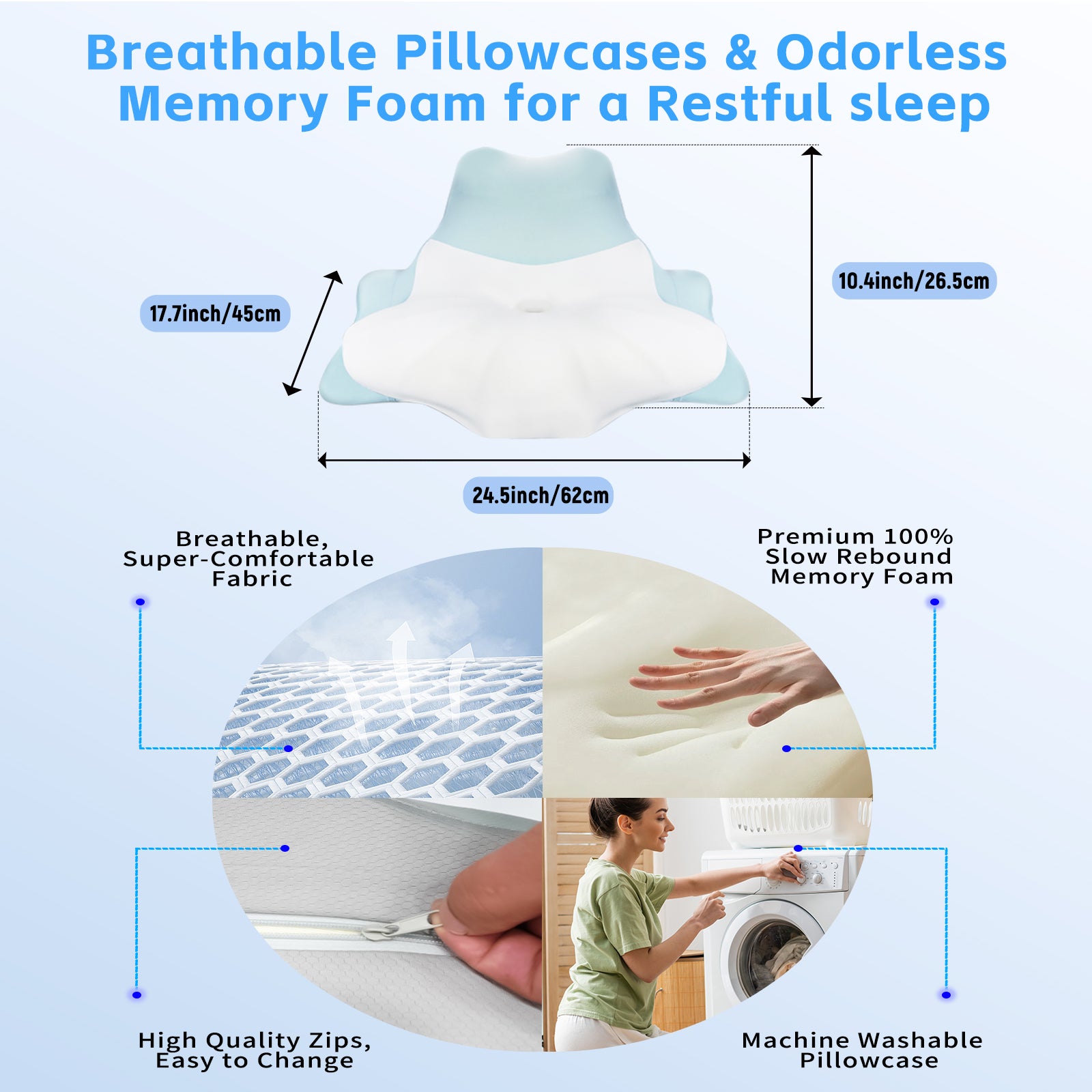 Ergonomic Contour Pillow for Neck Support - Dual Layer Memory Foam for Sleeping