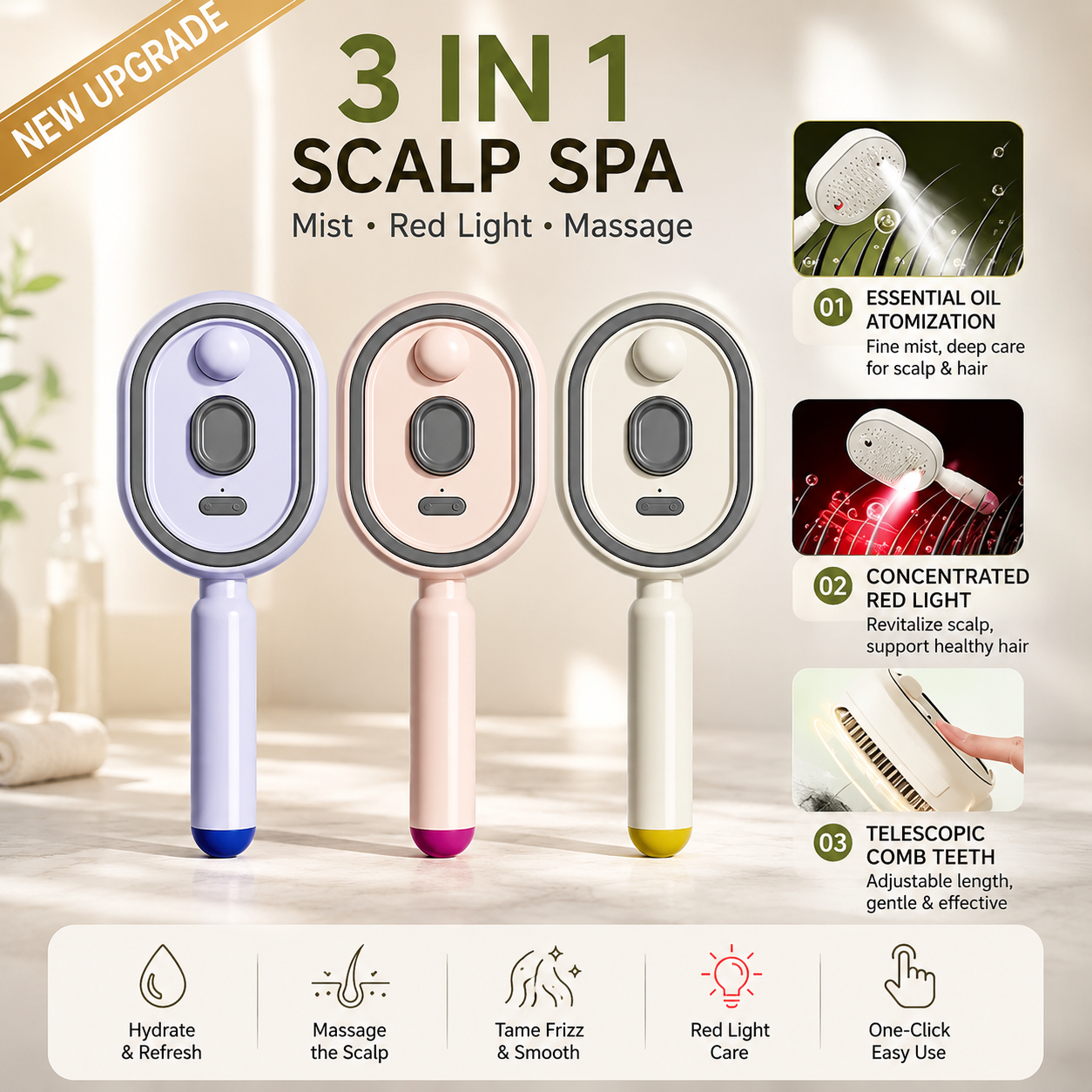 3-in-1 Electric Spray Air Cushion Massage Comb